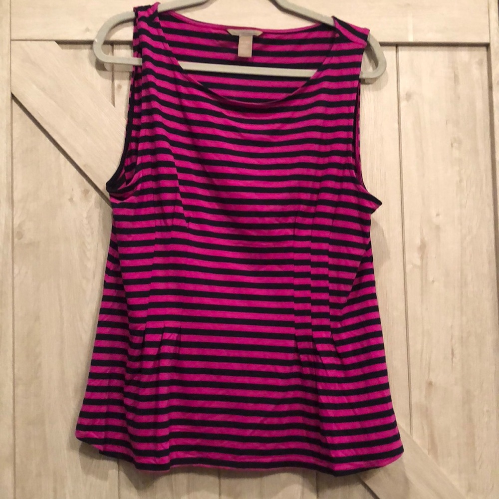 Banana Republic Navy and magenta pleated shirt